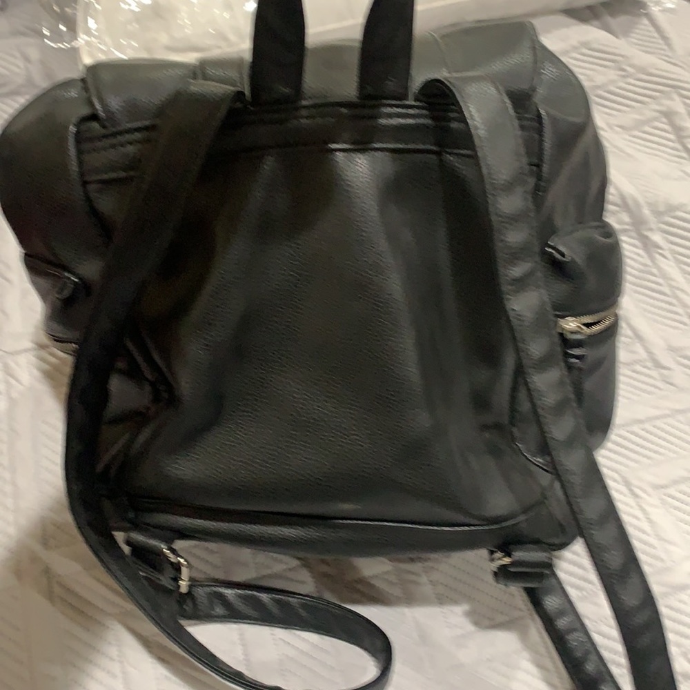 Black Polyester Like Leather Backpack. Like New - image 6